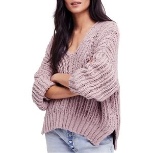 Free People Infinite V-Neck Sweater in Mauve